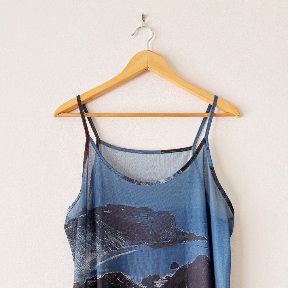 beach graphic mesh maxi dress - Picture 3 of 5